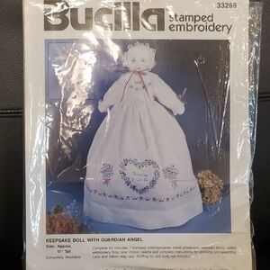 Bucilla Keepsake Personalized Doll With Guardian Angel Stamped Embroidery Kit